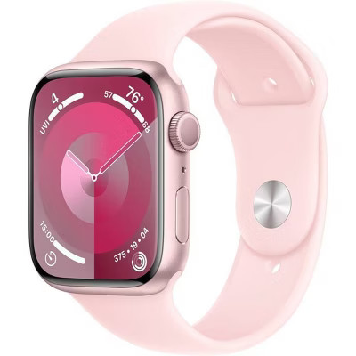 Apple Watch Series 9 GPS Smartwatch (2024) 45mm Pink Aluminum Case with Light Pink Sport Band - M... | Target