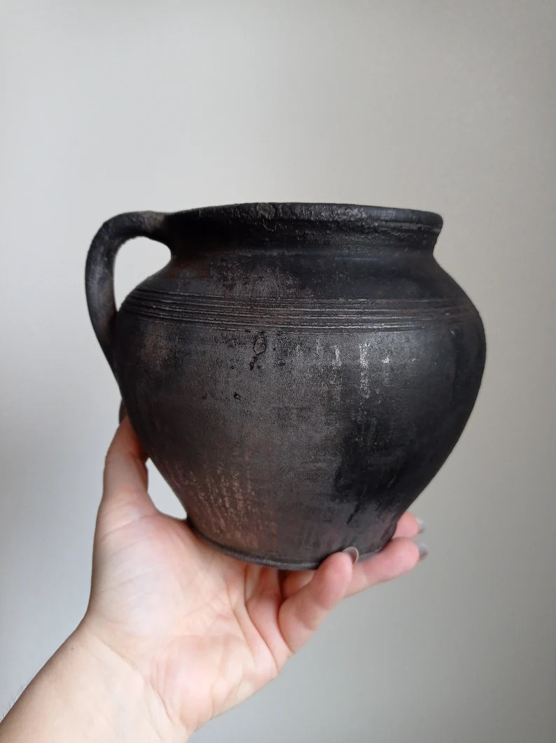 Vintage Black Clay Pot Old Small Clay Vase Wabi Sabi | Etsy | Etsy (US)