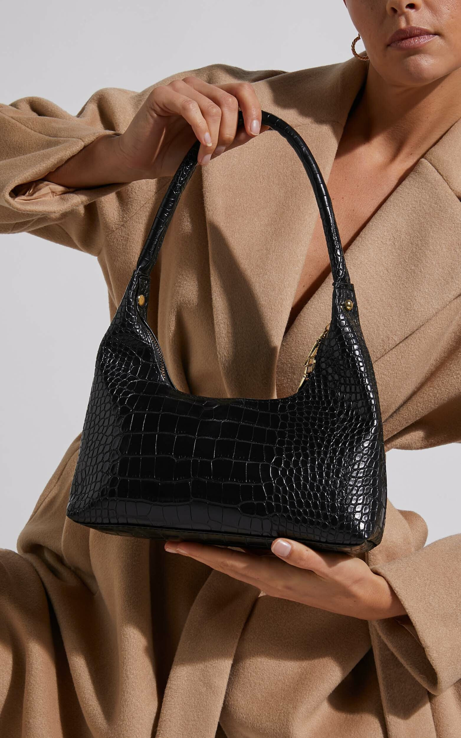 Brunswick Shoulder Bag in Black Croc | Showpo (US, UK & Europe)