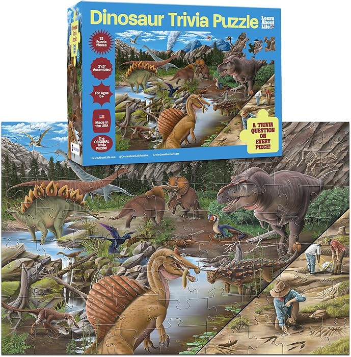 Learn About Life Dinosaur Trivia Puzzle – Large 72-Piece Educational Dinosaur Puzzle with Fun D... | Amazon (US)