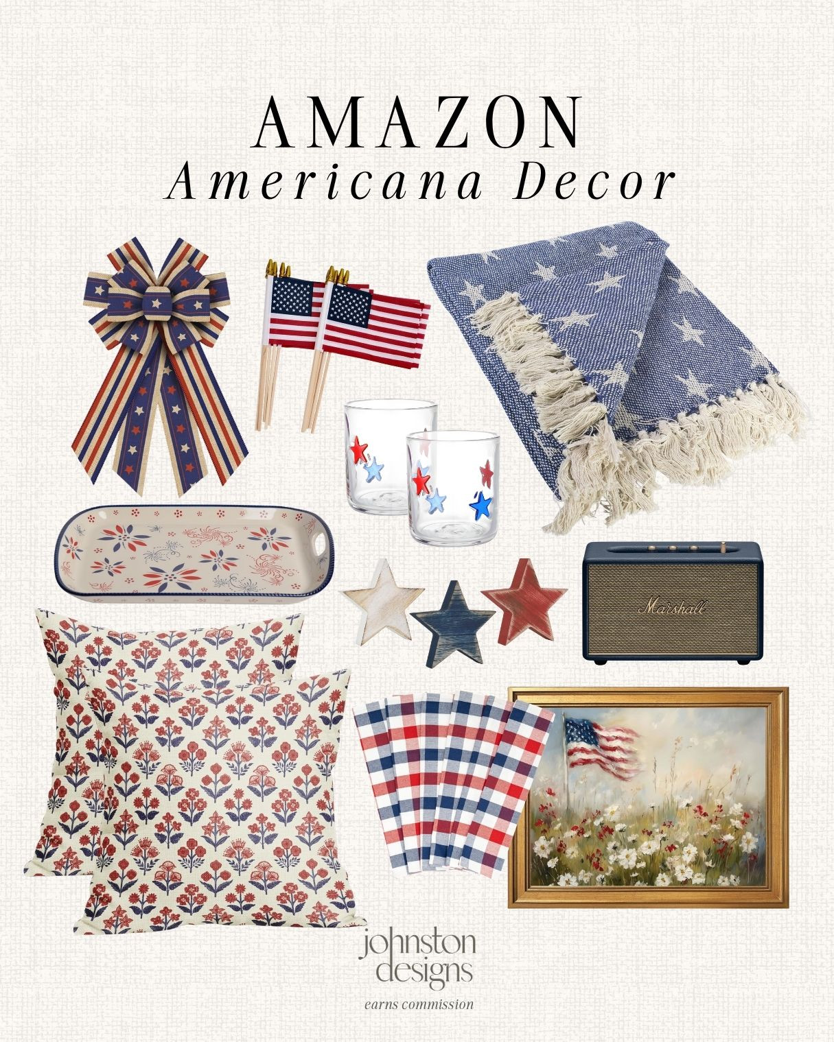 Amazon Americana decor finds for festive summer hosting, Fourth of July styling and classic red, white and blue touches. 🇺🇸

Amazon Americana decor, patriotic home finds, Fourth of July decor, red white blue pillows, American flag artwork, star throw blanket, patriotic serving tray, summer hosting decor, gingham napkins, flag picks, star drink glasses, Americana porch decor, holiday weekend entertaining, classic summer home, festive Amazon finds 

 #LTKSeasonal #LTKHome