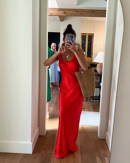 Dinner outfit ❤️ this red dress is so flattering and under $150! I’m wearing size small. 

Resort wear, red dress, vacation dress, revolve, bucket bag, suede bucket tote, gold necklace, date night outfit, girls night outfit, wedding guest dress, summer dress, Christine Andrew 

#LTKWedding #LTKOver40 #LTKStyleTip