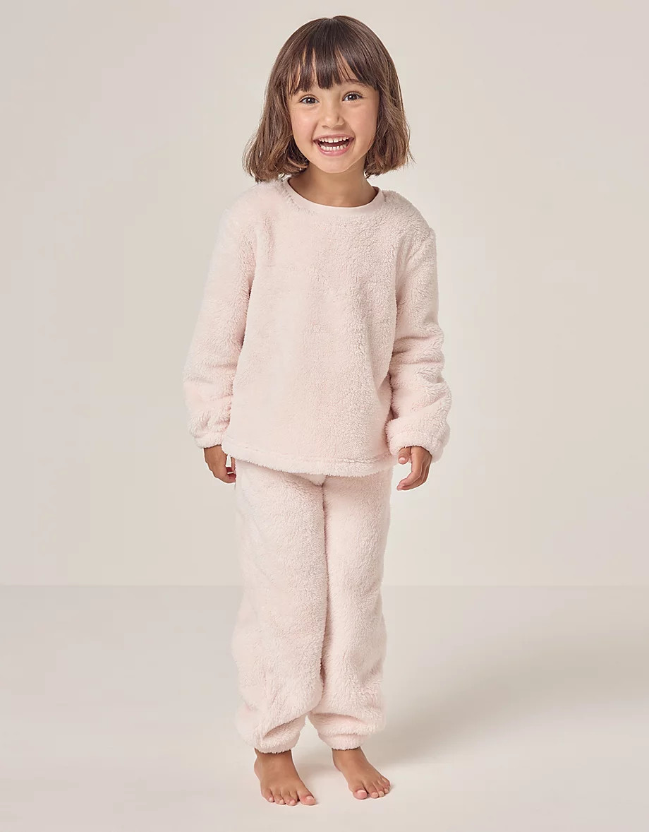 Relaxed Fit Snuggle Fleece Pink Set  (1–12yrs) | The White Company UK & ROW
