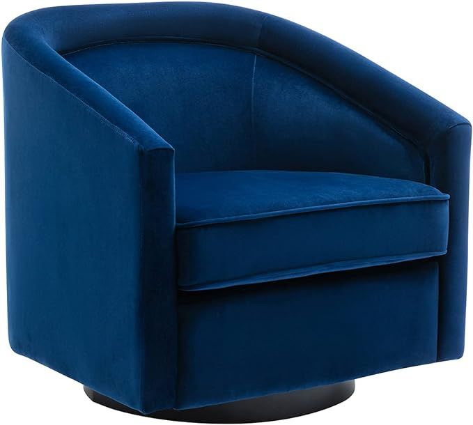 Wovenbyrd Classic Mid-Century 360-degree Swivel Barrel Accent Chair, Navy Blue Velvet | Amazon (US)