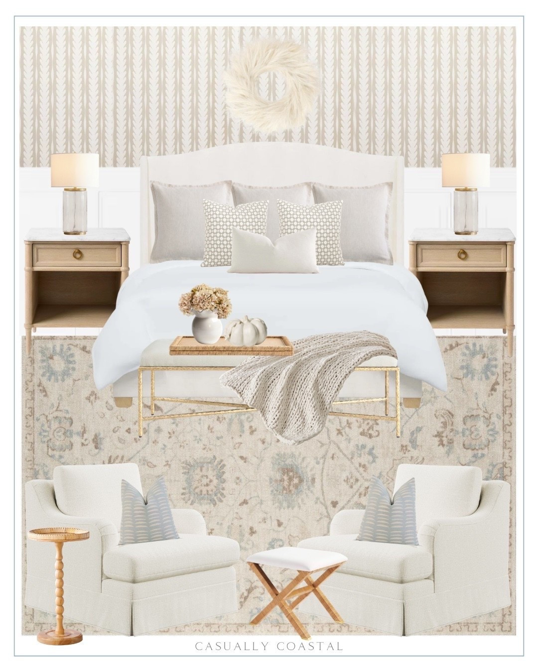 Neutral Primary Bedroom 

Coastal bedroom, neutral bedroom, coastal home, coastal bed, coastal rug, neutral rug, coastal chair, coastal lamp, coastal pillows, coastal bedding, wayfair bed, upholstered wingback bed, Serena & lily nightstand, chenille fabric bench, coastal wallpaper, oceana wallpaper, glass table lamp, pampas grass wreath, fall decor, fall home, chunky knit throw blanket, oriental indoor rug, bedroom rug, 8x10 rug, pottery barn chair, accent chair, rattan round side table, quince pillows, European linen euro sham, Etsy pillow covers, coastal pillow covers, quince bedding, European linen sheets, coastal decorative tray, ceramic pumpkin, cream pumpkin, faux hydrangeas, ruffle vase, stripe pillow cover, rattan x-base stool, neutral throw blanket, peel and stick wallpaper

#LTKHome #LTKSaleAlert