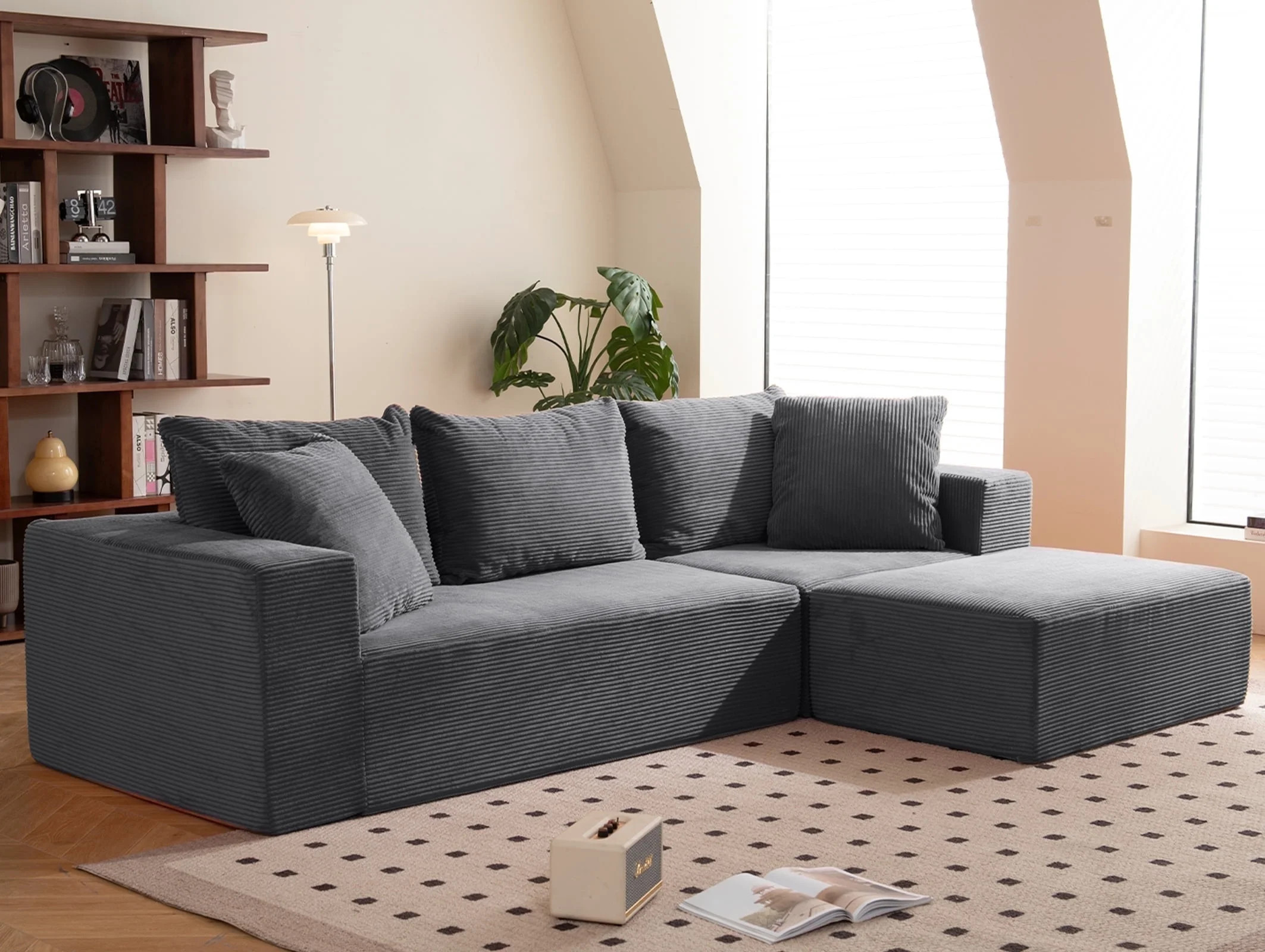 108" Modular Sectional Sofa Cloud Couch with Chaise L-Shaped Modern Comfy Corduroy Sofa for Livin... | Walmart (US)