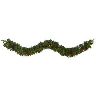 9ft. Pre-Lit Clear LED Mixed Pine, Berry & Pinecone Artificial Christmas Garland | Michaels Stores