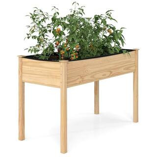 47 in. x 23 in. x 30 in. Natural Wood Garden Raised Bed Elevated Vegetable Planter | The Home Depot