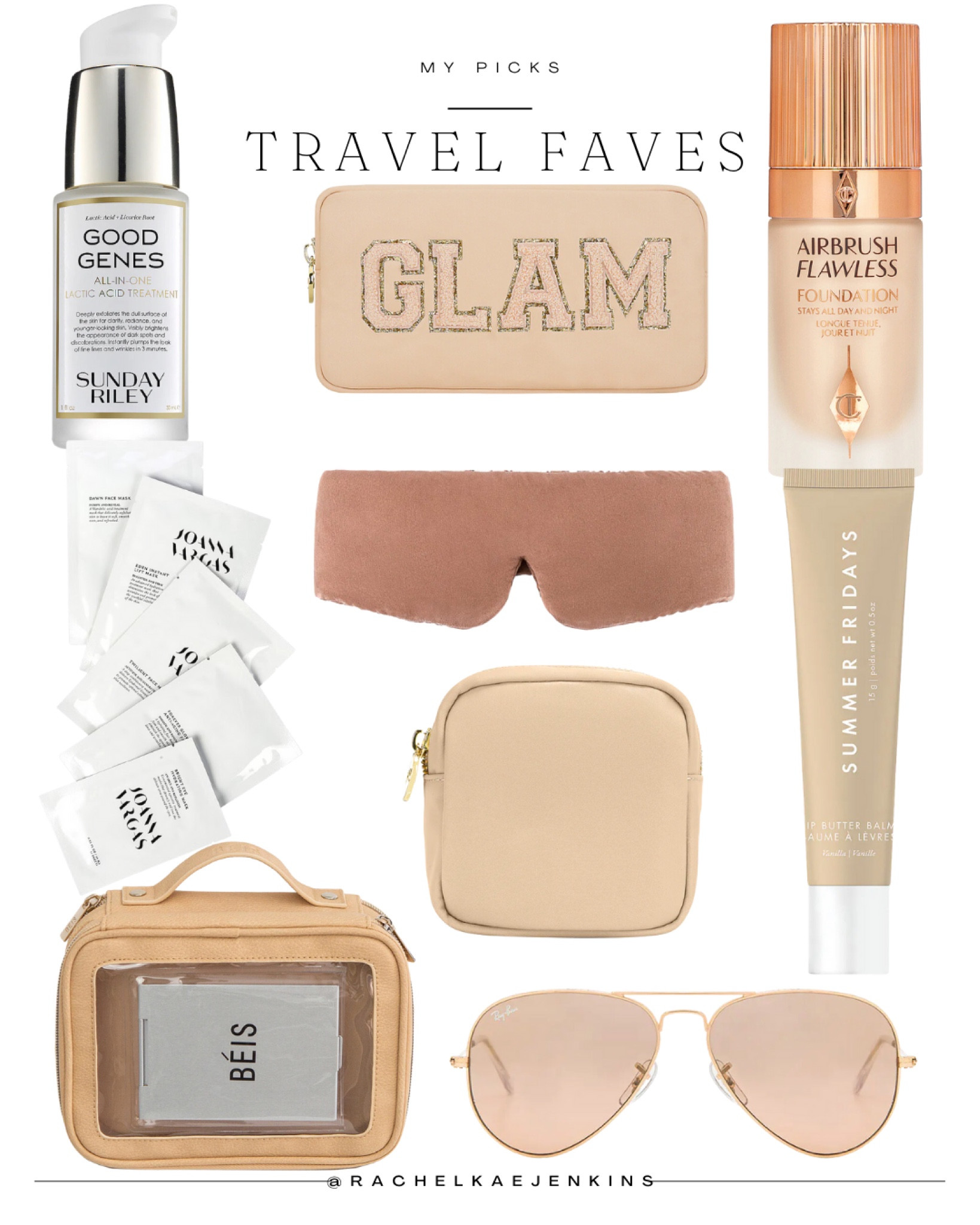 Travel favorites, eye mask, Sunday riley, summer Fridays, suitcase, Charlotte tilbury, sunglasses, rayban, Stoney clover Beis 

#LTKSeasonal #LTKunder100 #LTKtravel