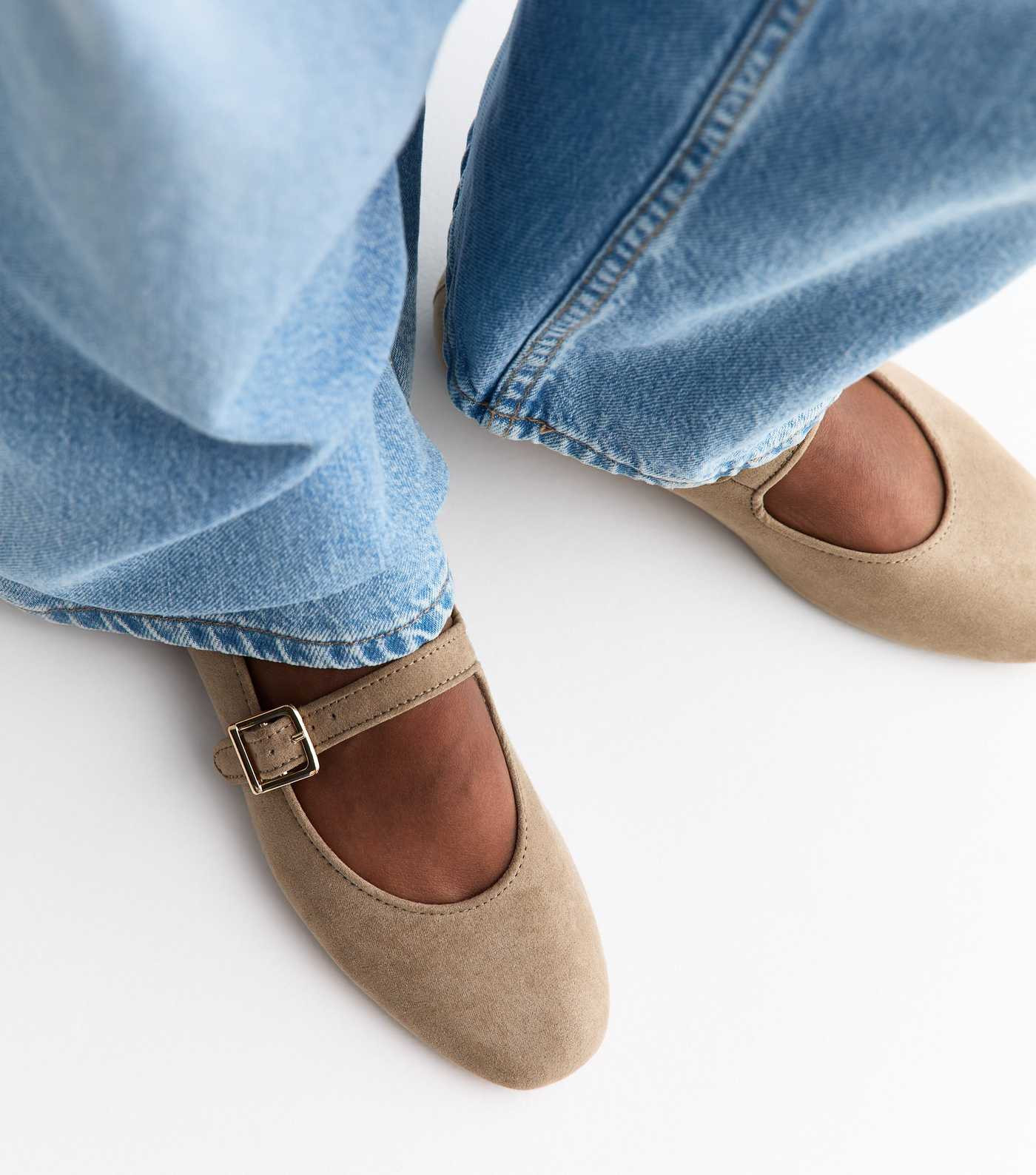 Light Brown Faux Suede High Vamp Mary Jane Ballerina Flats | New Look | New Look (UK)