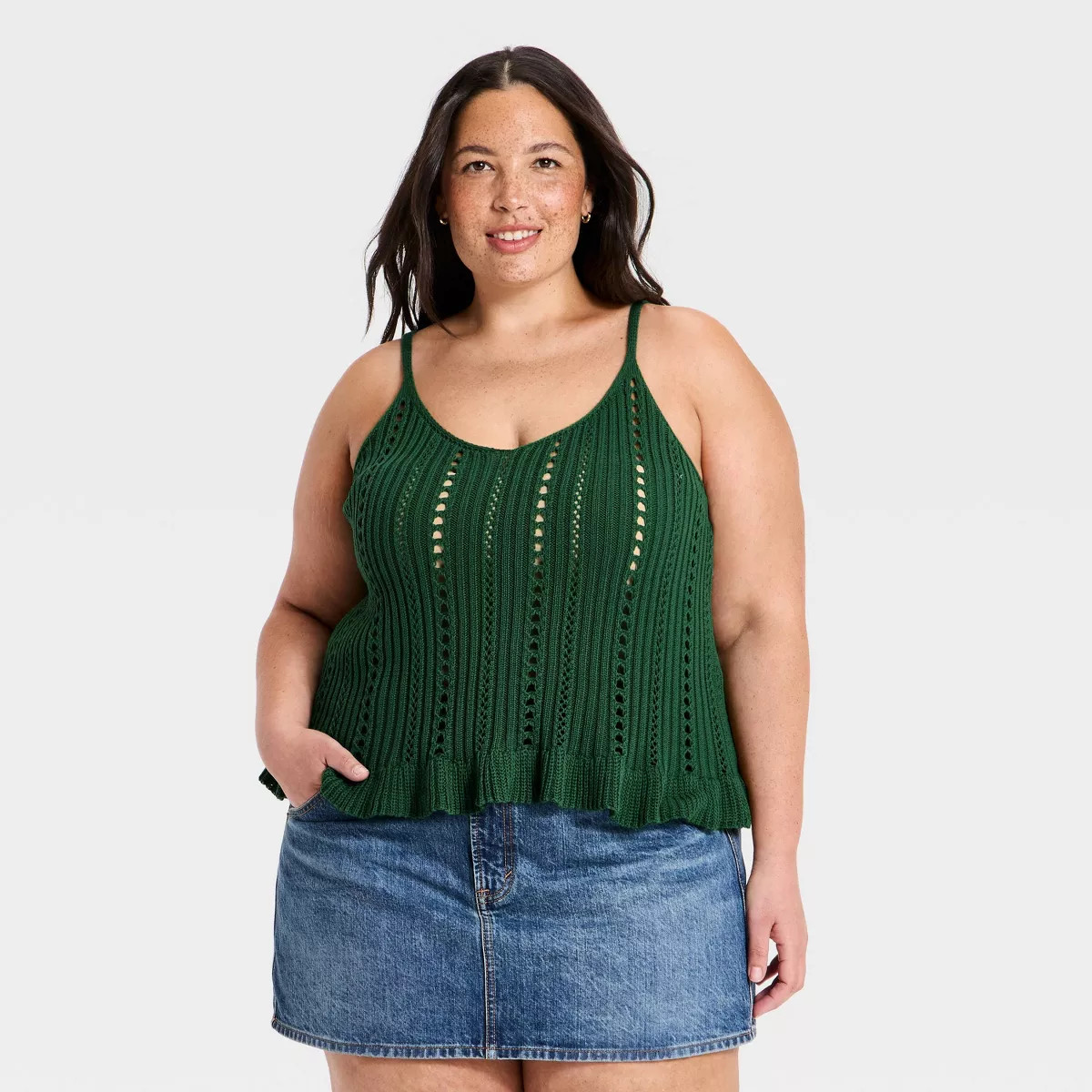 Women's Openwork Tank Pullover Sweater - Universal Thread™ Green XXL | Target
