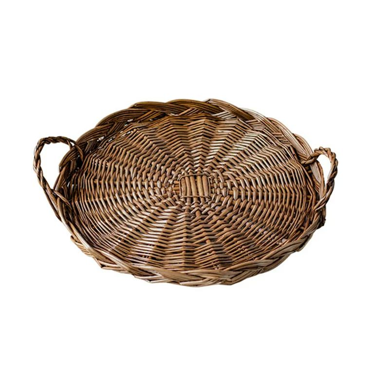 Ardorlove Rattan Storage Tray Wicker Bread Basket Round Basket with Handle - Walmart.com | Walmart (US)