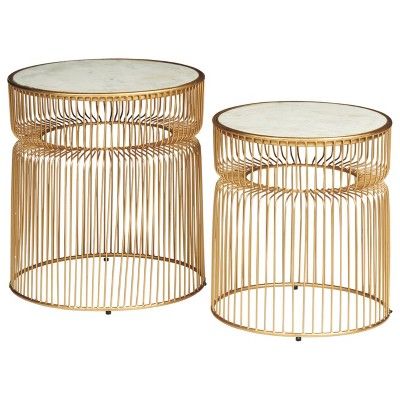 Set of 2 Vernway Accent Tables White/Gold - Signature Design by Ashley | Target