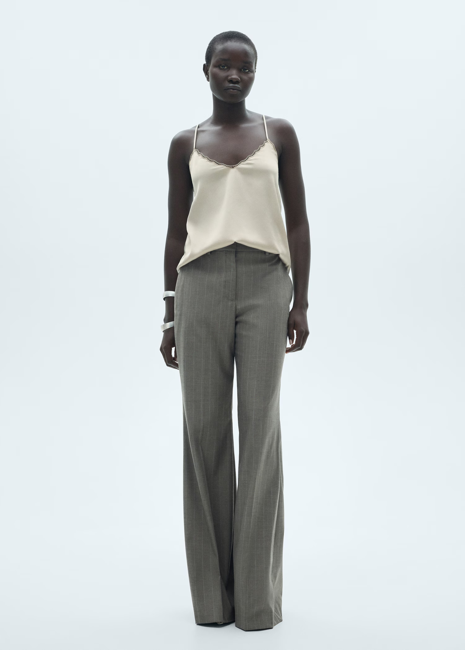 Satin lace top | Mango (US/MX/AU)