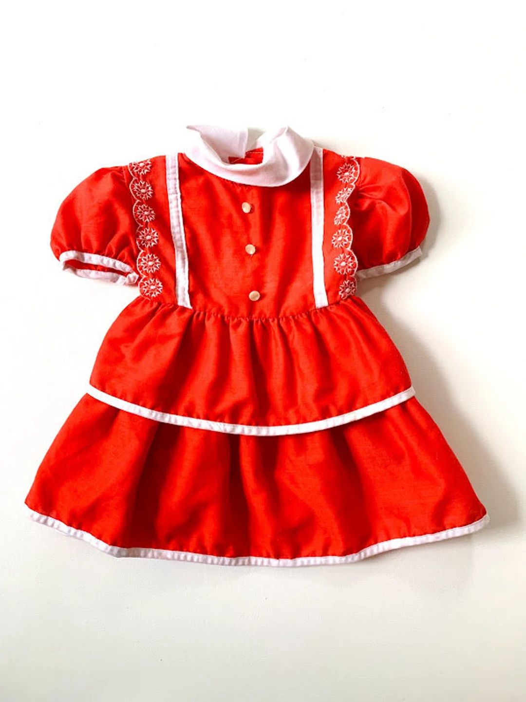 Vintage 70s Toddler Girls Red Dress With White Collar - Etsy | Etsy (US)