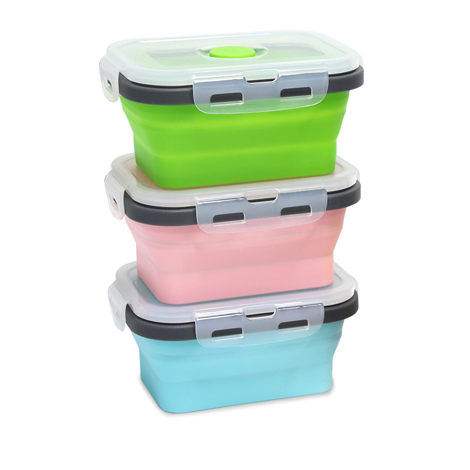 Small Collapsible Silicone Food Storage Container 3 Pack, Silicone Storage Containers for Snack, Fruit(Small, 12 Oz), Stackable, Space Saving, Portion Control | Amazon (US)