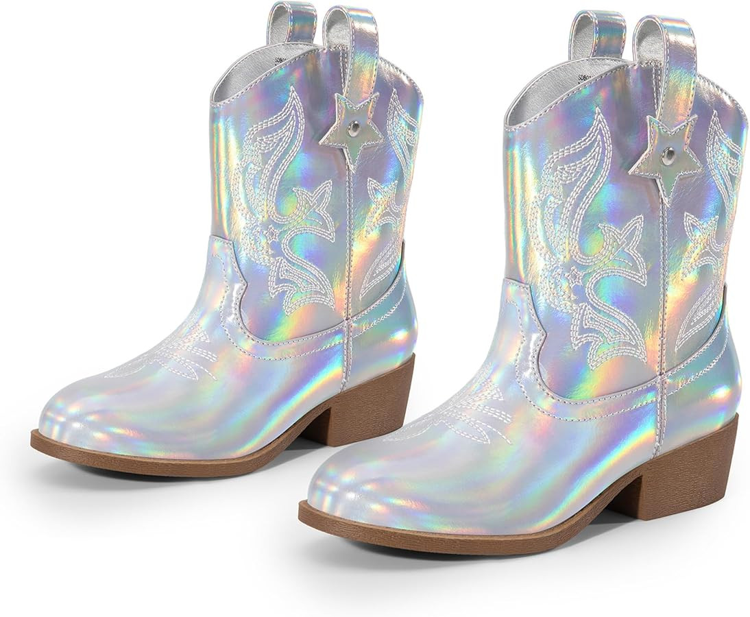 DREAM PAIRS Girls Cowgirl Boots Cowboy Boots with Low Heel Western Embroidered Fashion Mid Calf S... | Amazon (US)