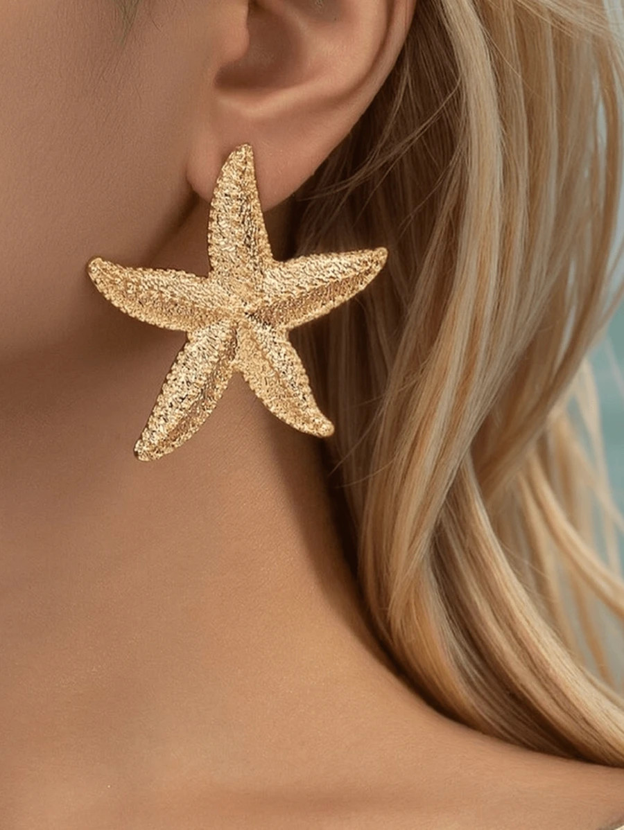 1pair Fashionable Ocean Element Starfish Ear Studs & Earrings For Outdoor Activities, Parties And... | SHEIN