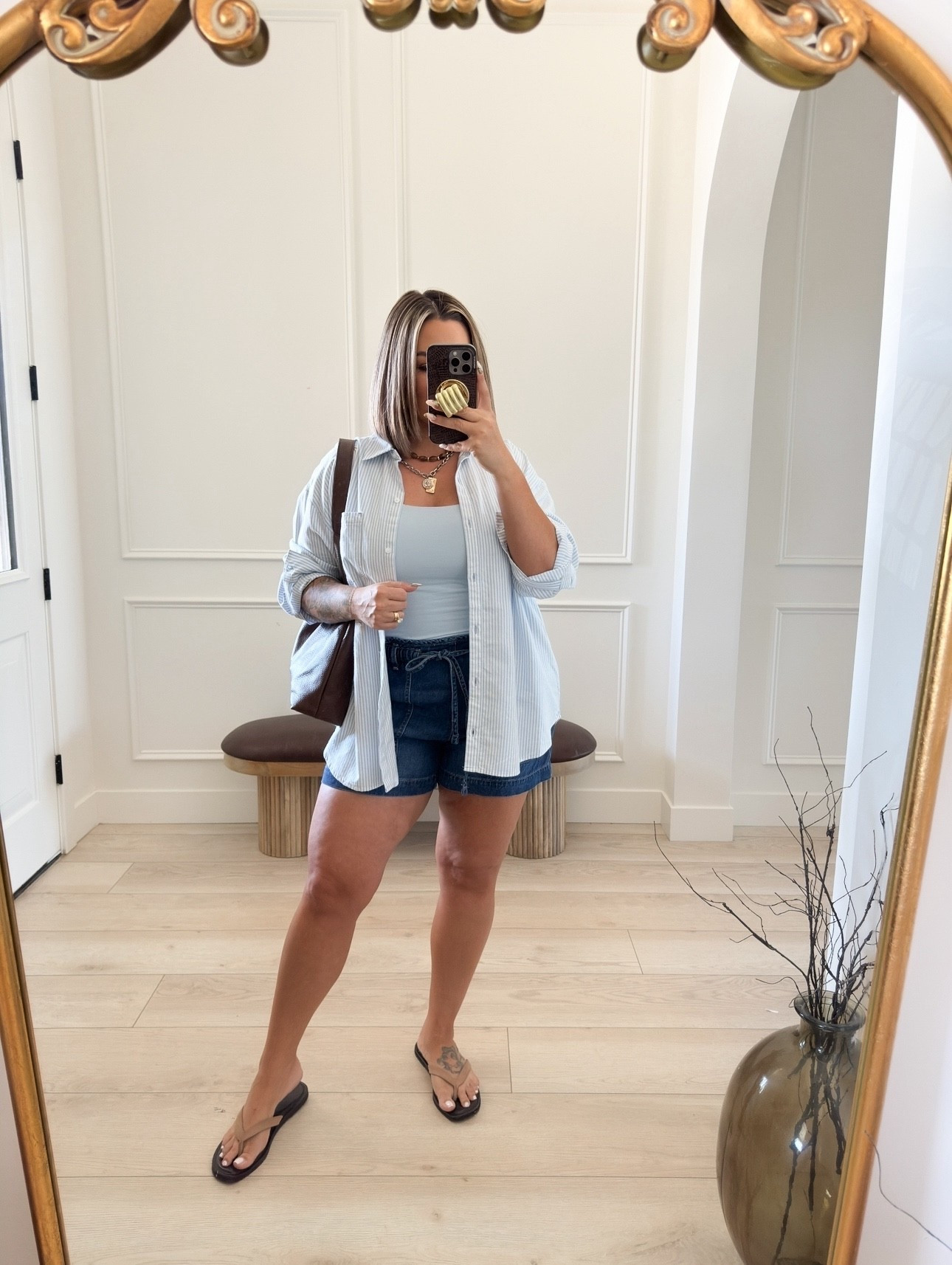 Button down L 
Tank M I have this one several colors it’s so good. 
Shorts L - I also have in 2 colors great Walmart find ! 
Sandals TTS 
#under50 #sale #walmartfinds #walmart #oldnavy 

#LTKSaleAlert #LTKootd #LTKMidsize