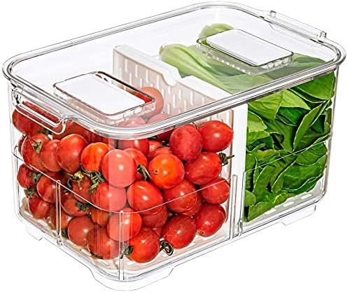 Vegetable Fruit Storage Containers, Fresh Produce Saver Refrigerator Storage Containers with Lids... | Amazon (US)