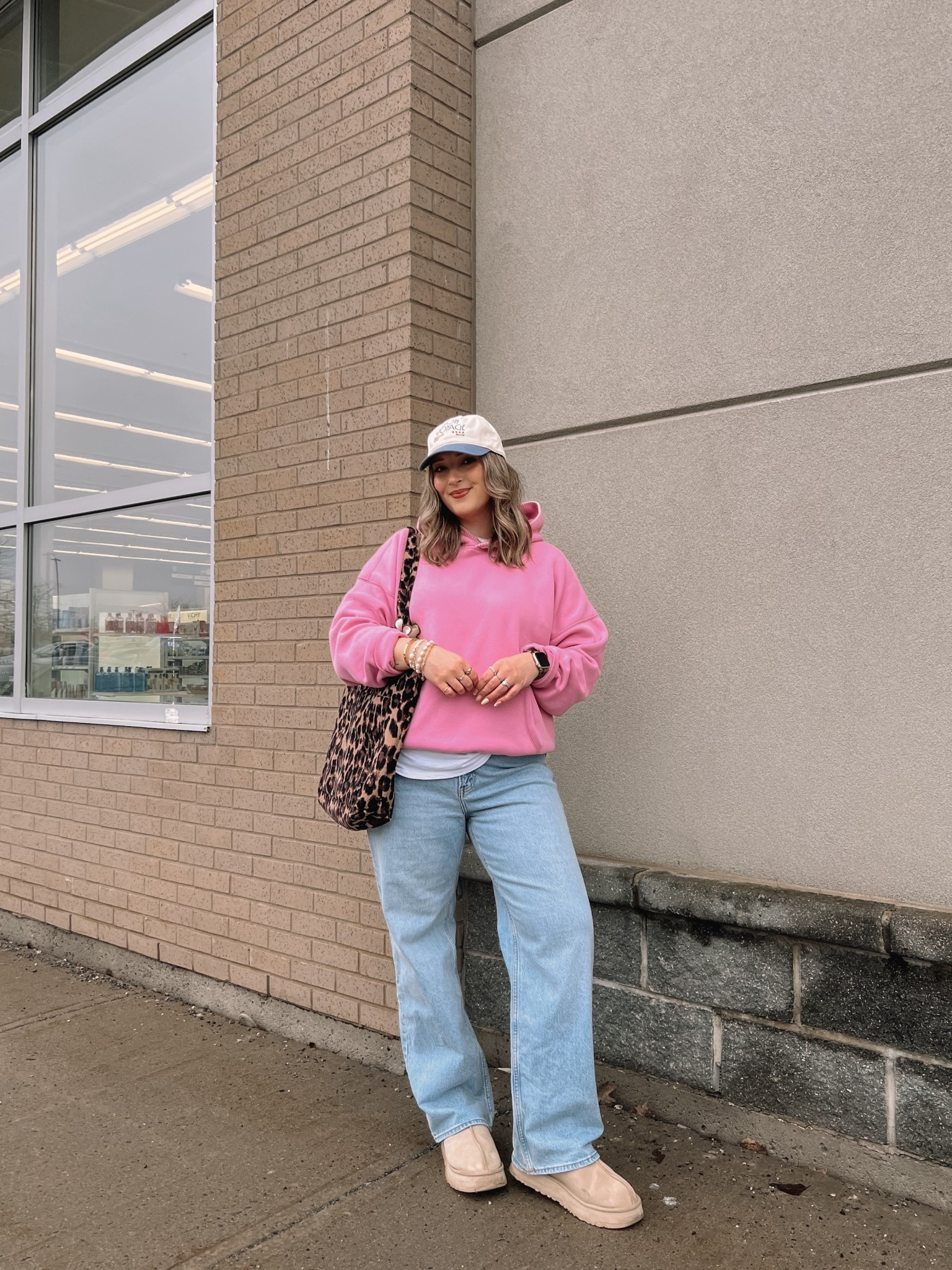 Casual outfit with a pop of color for a dreary day! Hoodie runs small, wearing XL. Wearing 32 in the jeans. Ugg Tazz platforms fit TTS

#LTKjeans #LTKsale #LTKmidsize