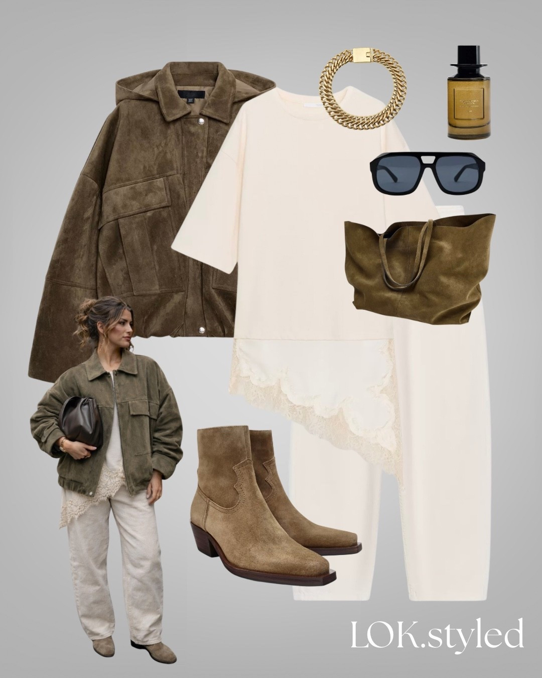 Transitional outfit, suede jacket, lace hem, barrel leg jeans, cowboy boots, suede bag

#LTKFashionMonth #LTKmidsize #LTKmodest