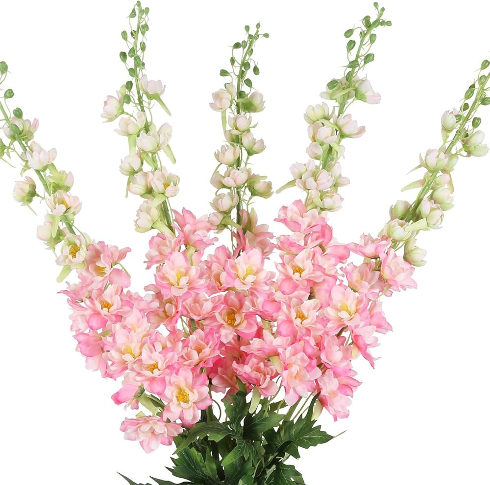 IPOPU 41.33 in Pink Delphinium Artificial Flowers 5 PCS Larkspur Artificial Flowers Silk Flowers ... | Amazon (US)
