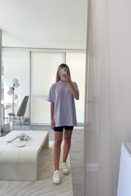oversized tee for work from home 
comfy casual 
biker shorts 
walking outfit 
Madewell

Also linked the Amazon dupe for the Lululemon shorts #LTKunder50 

#LTKfitness #LTKU #LTKbump