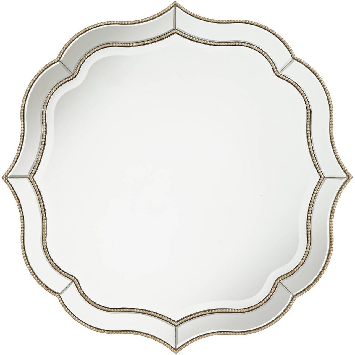 Noble Park Laureen Scalloped Round Vanity Wall Mirror Modern Beveled Glass Champagne Gold Beaded ... | Target