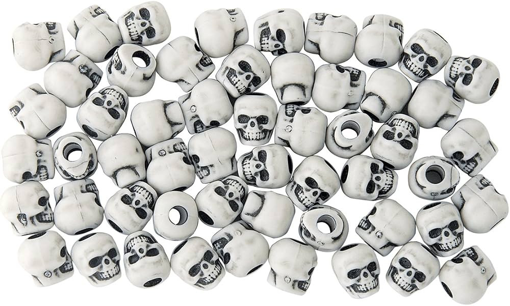 The Beadery 4-Ounce Bag of Skull Beads, White with Black Antiquing | Amazon (US)