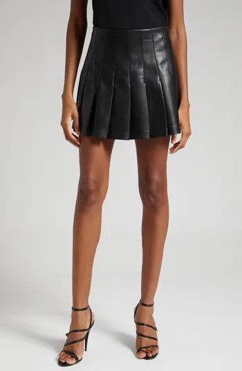 Alice + Olivia Carter Pleated Faux Leather Miniskirt | Nordstrom | Nordstrom