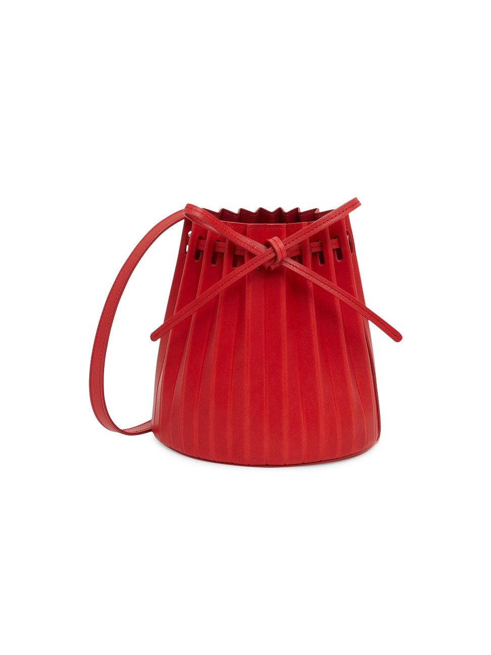 Mansur Gavriel Women's Mini Pleated Leather Bucket Bag - Red | Saks Fifth Avenue