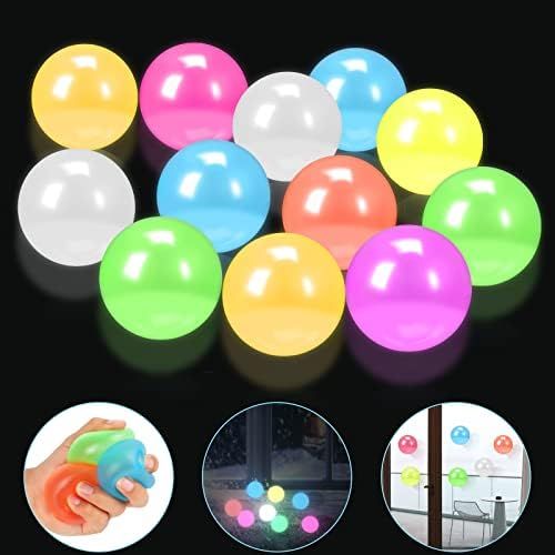 12 Pieces Glowing Sticky Balls, very elastic Squishy Balls that glow in the dark and stick to the... | Amazon (US)