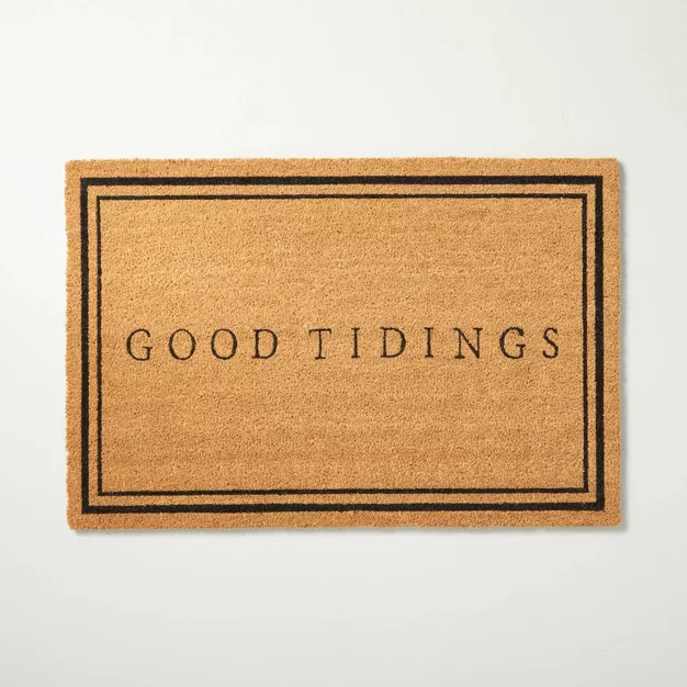 Good Tidings Bordered Rectangular Outdoor Doormat Black/Tan - Hearth & Hand™ with Magnolia | Target