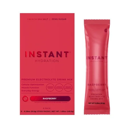 Instant Hydration Sugar Free Electrolyte Powder, Raspberry, 6 Sticks | Walmart (US)