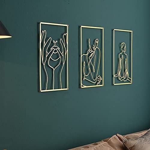 DeaTee Gold Wall Art Decor Set of 3 , 0.12'' Thicker Real Metal Wall Art, Modern Abstract Female ... | Amazon (US)