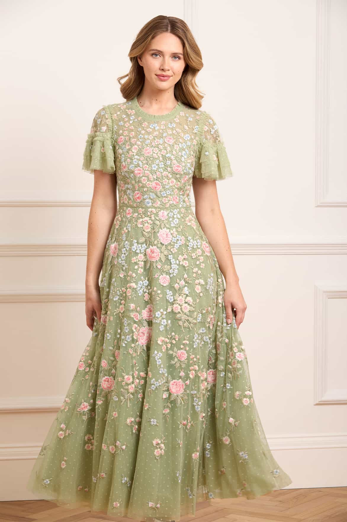 Antoinettes Floral Round Neck Ankle Gown | Needle & Thread