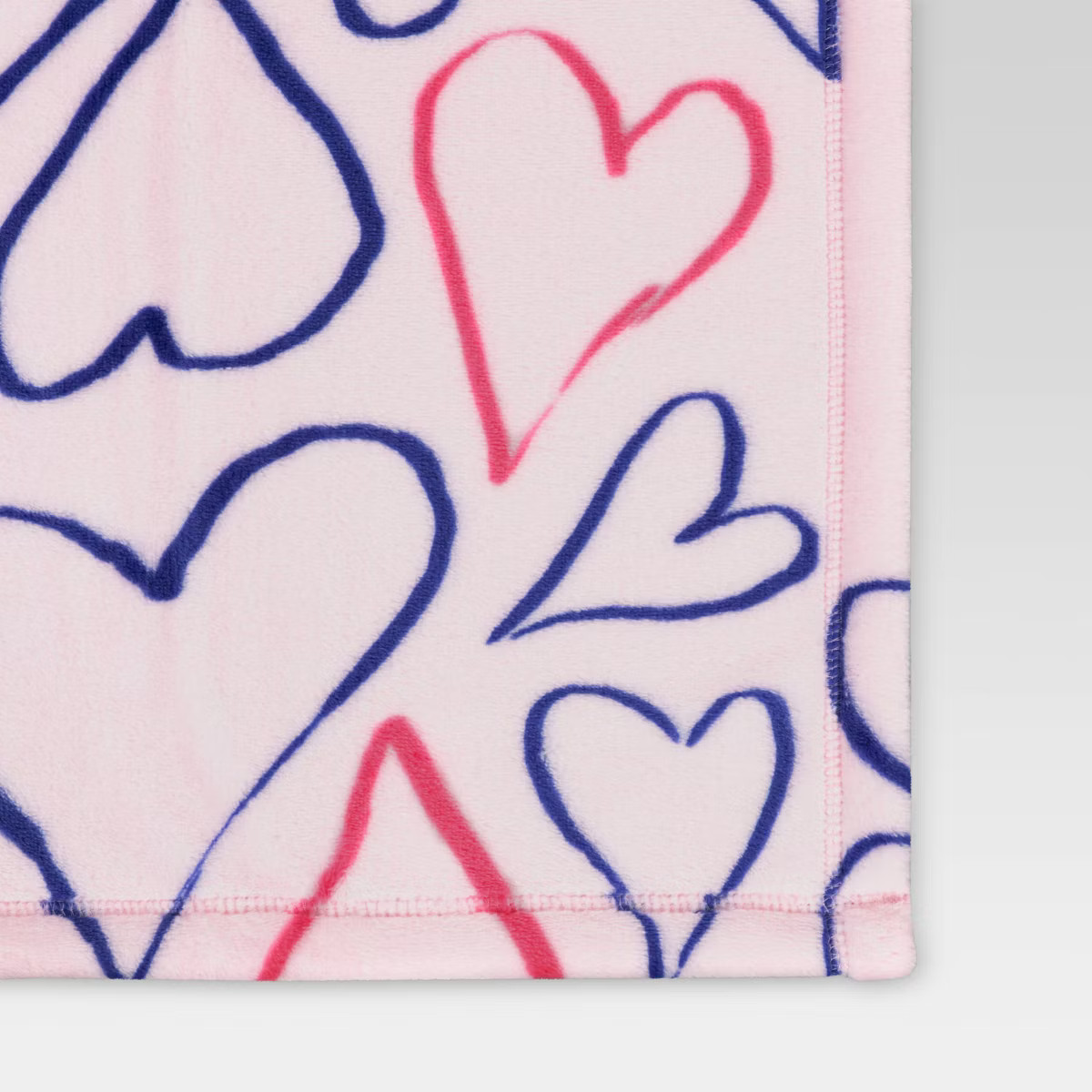 Recycled Poly Printed Outlined Hearts Plush Throw Pink/Blue - Room Essentials™ | Target