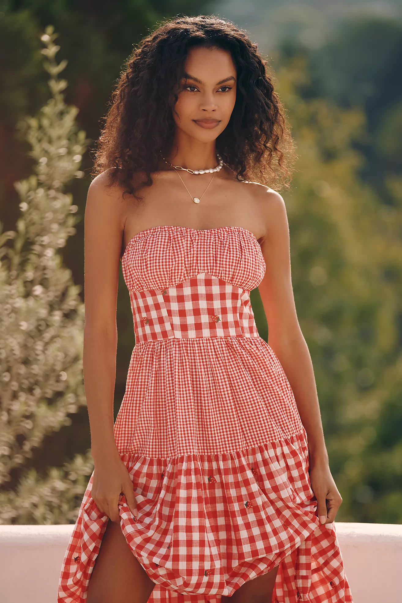 Celandine Strawberry Fields Strapless Waisted Dress | Anthropologie (US)