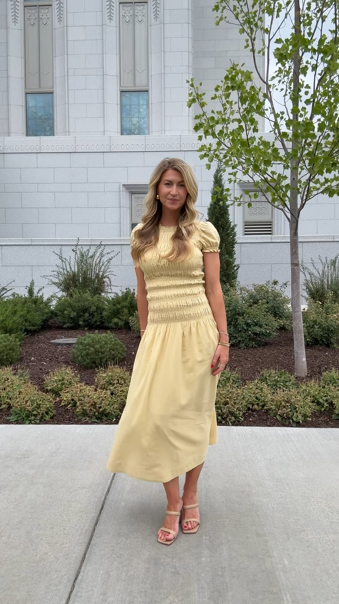 Butter yellow dress: runs TTS, wearing a 2
Nude sandals: run TTS

#LTKBeauty #LTKStyleTip #LTKWedding