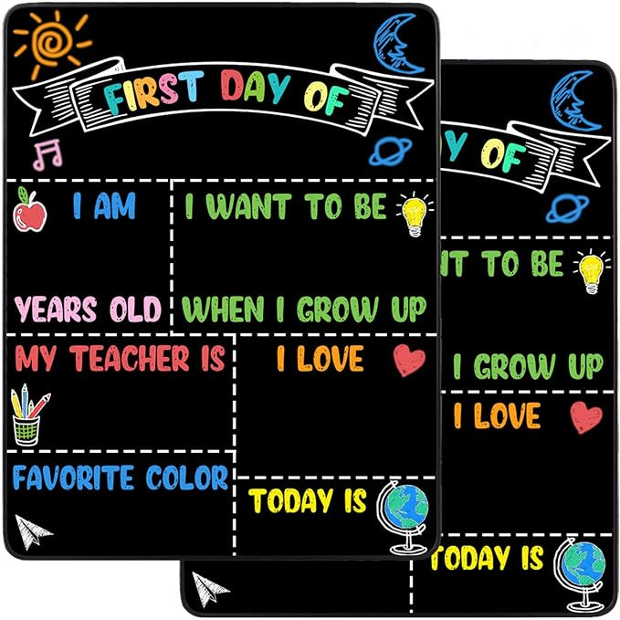 2PCS First & Last Day of School Chalkboard Signs, 14x11 in, Double Sided, Reusable Kindergarten S... | Amazon (US)