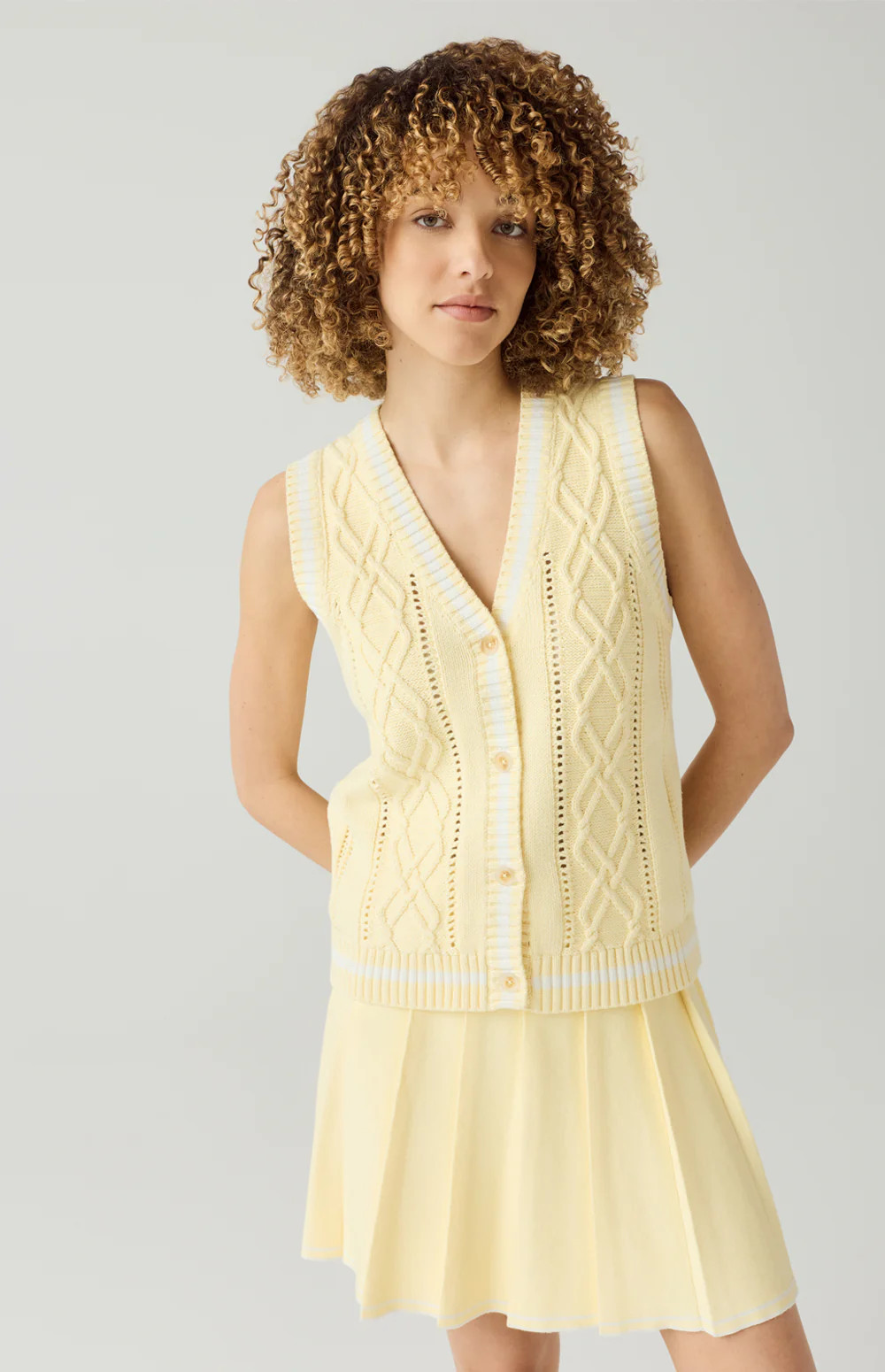 Jade Sweater Vest | Soft Yellow | Alp N Rock