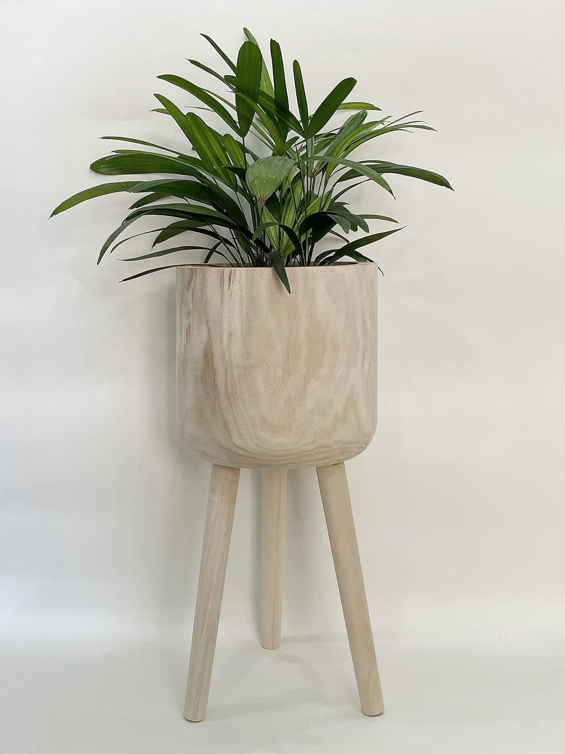 RISEON Handmade Mid Century Modern Wood Planter, Rustic Indoor Flower Pot Plant Stand,Large Floor... | Amazon (US)