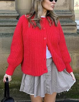 Wyeysyt Womens Cardigan Sweater Button Down Long Sleeve Chunky Soft Knit Sweater Fall Open Front ... | Amazon (US)