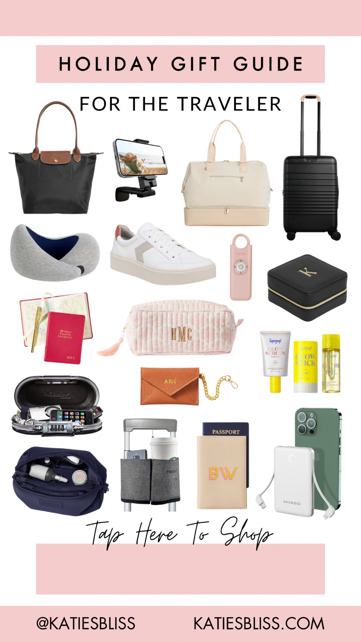 Holiday gift guide ⭐️ for the traveler 

Beis weekender. Longchamp. Beis carry on. Dr Scholls sneakers. Birdie alarm. Travel. Vacation. Holiday. Supergoop. Custom bag. Personalized bag. Passport holder. 



#LTKTravel #LTKGiftGuide #LTKFindsUnder100