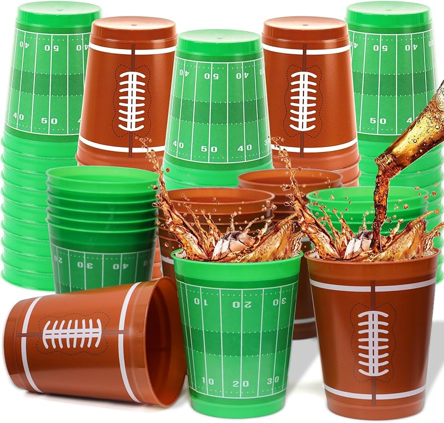 Sawowkuya 24pcs Football Cups 16OZ Football Party Decorations Cups for Football Theme Decoration | Amazon (US)