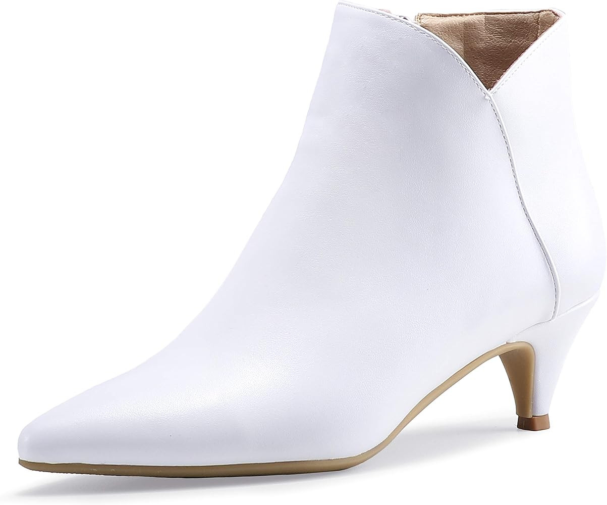 IDIFU Women Booties Low Kitten Heel Ankle Boots Pointed Toe Short Boots Dress Sexy Shoes | Amazon (US)
