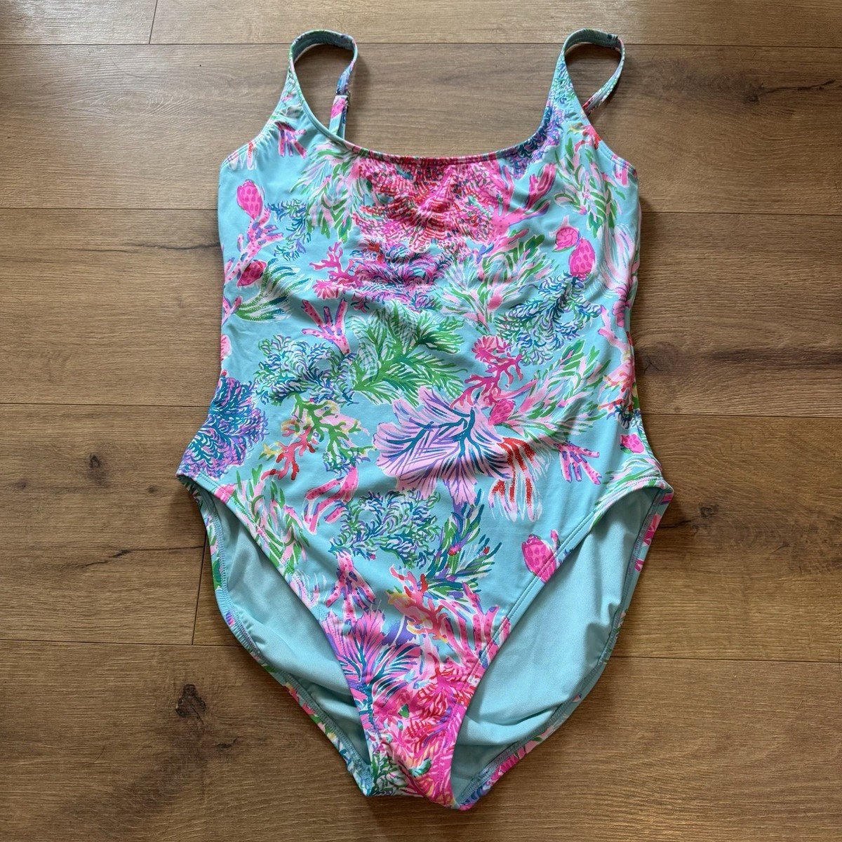 Lilly Pulitzer Size 10 Brin One Piece Swimsuit Cay To My Heart Blue Coral Print | eBay | eBay US