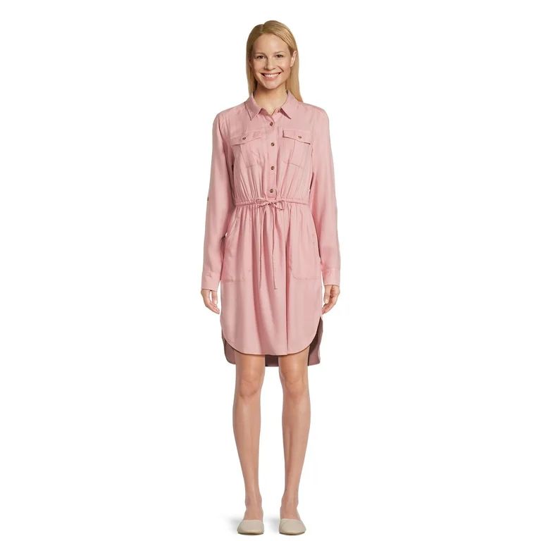 Time and Tru Women’s Utility Shirt Dress, Sizes XS-XXXL | Walmart (US)