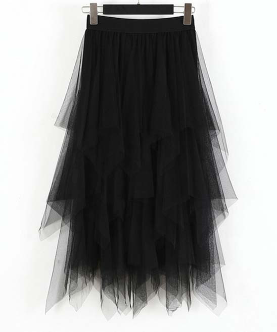 CELLABIE Women's Casual Skirts Black - Black Layered Tulle Maxi Skirt - Women | Zulily